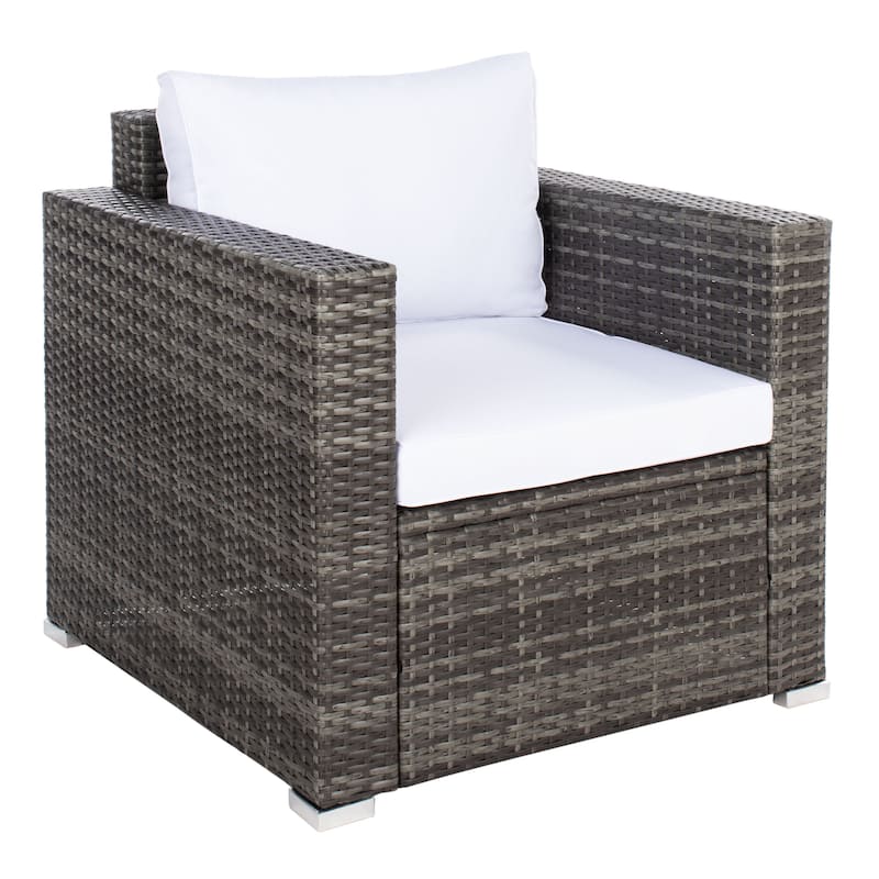 SAFAVIEH Outdoor Patio Furniture Natalee Wicker 4-Piece Conversation Set - 50W x 27D x 28H
