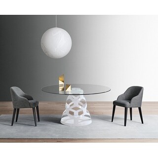 Round Clear Glass Dining Table with Metal Base - Bed Bath & Beyond ...
