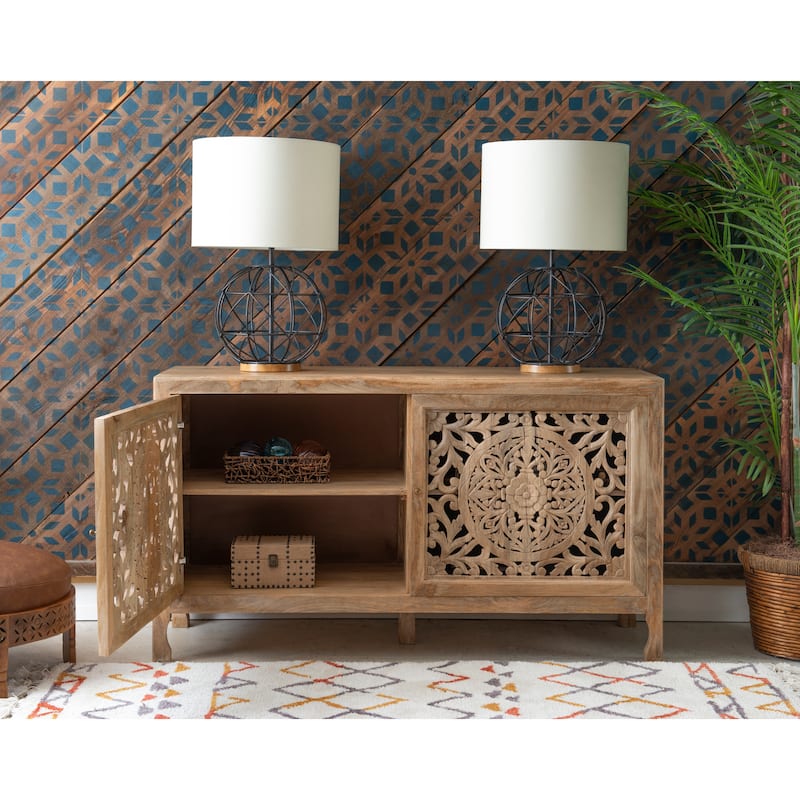 Heaton 2-Door Bohemian Wooden Cabinet