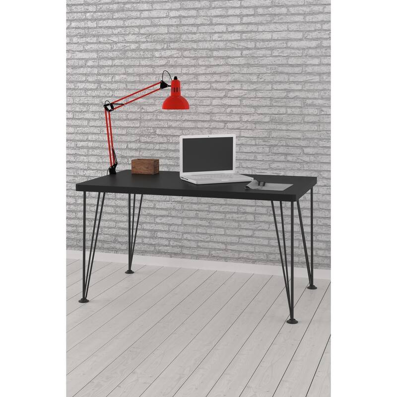 Wood Base With Metal Legs Study Desk - Black