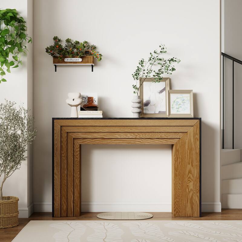 Two-Tone Wood Console Table, 47 Inch Modern Entryway Console Table, Rustic Hallway Accent Table for Living Room, Entrance