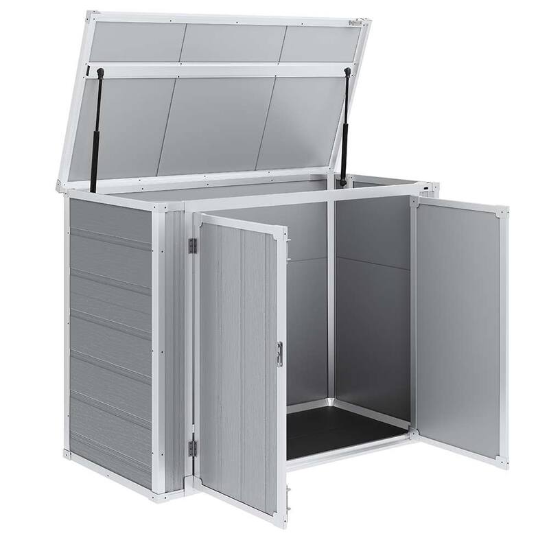 4.69 ft. W x 2.46 ft. D Plastic Storage Shed Outdoor Storage Cabinet, Outdoor Trash Can Storage with Floor