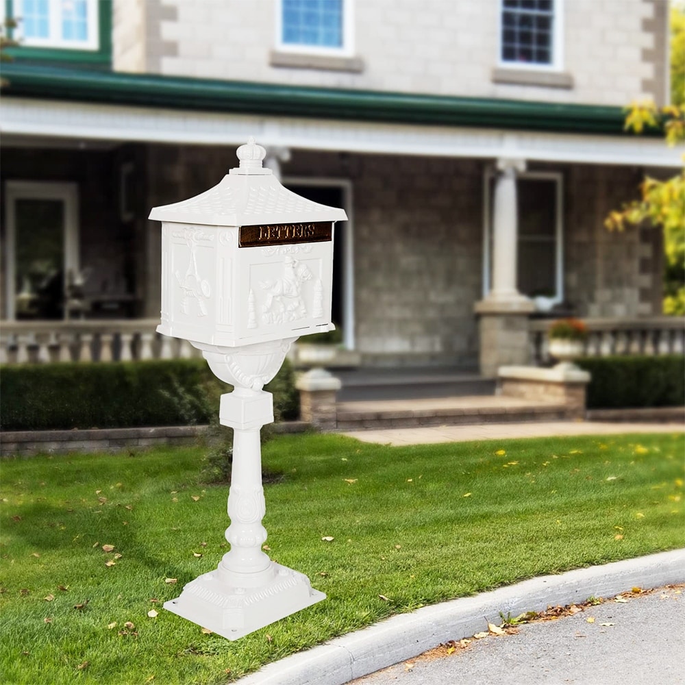 Aluminum Locking Mailbox with Post, Outside Weatherproof Mail Box