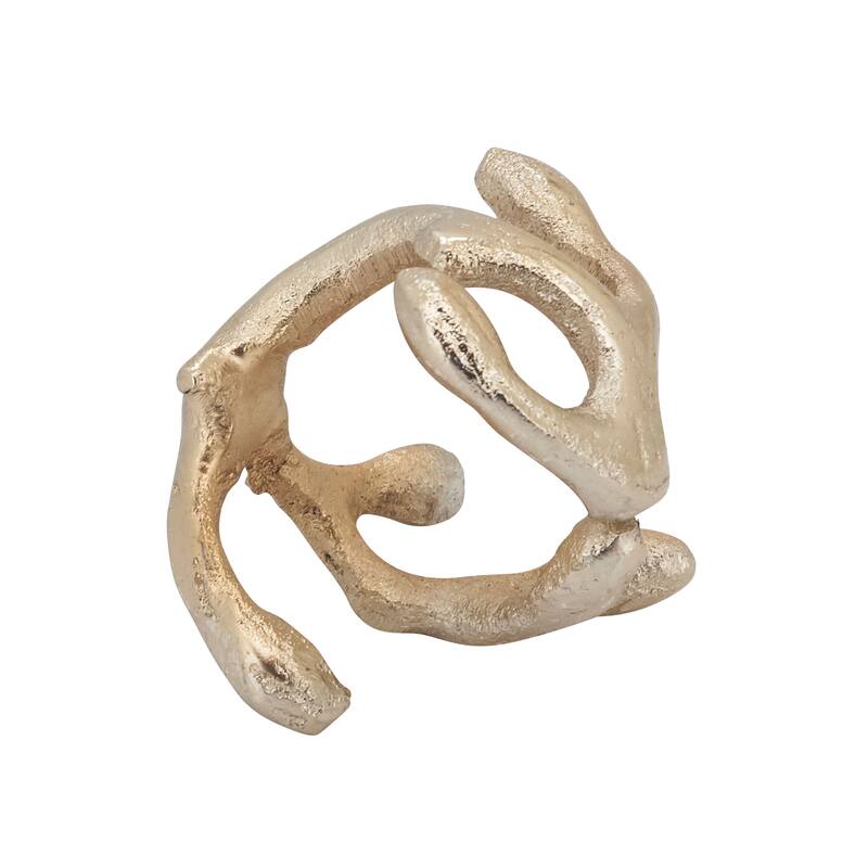 Twigs Design Napkin Rings (Set of 4) - Set of 4 - Gold