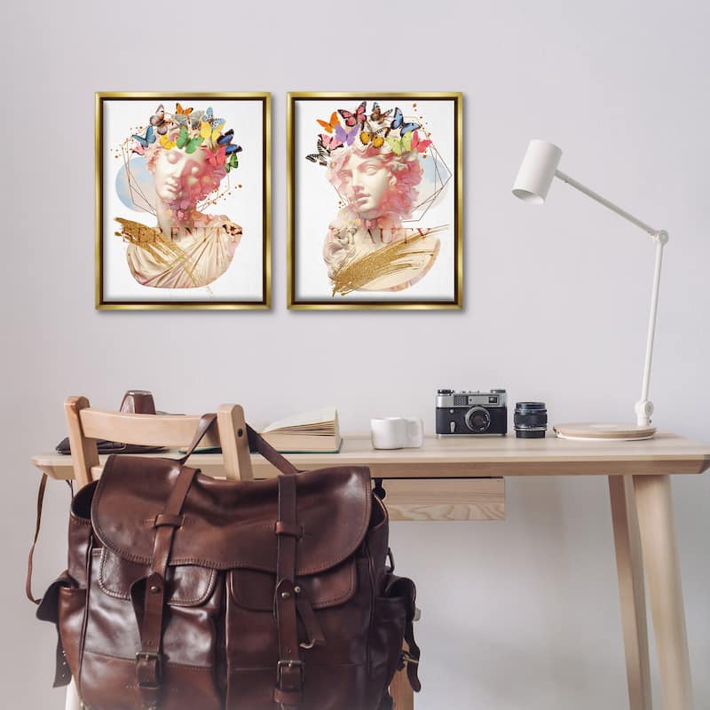 Stupell Serenity & Beauty Glam Collages Framed Floater Canvas Wall Art Design By Susan Arnot (Set of 2)