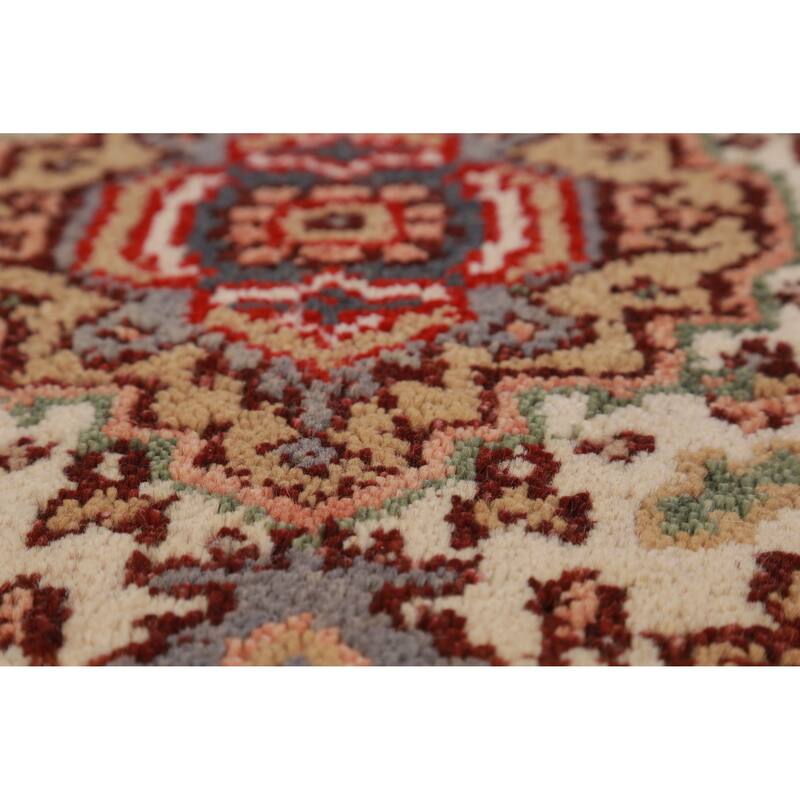 Hand Knotted Oriental 100% Wool Carpet Traditional Medallion Beige & Ivories Heriz (serapi) Area Rug - 3' 0'' X 2' 0''