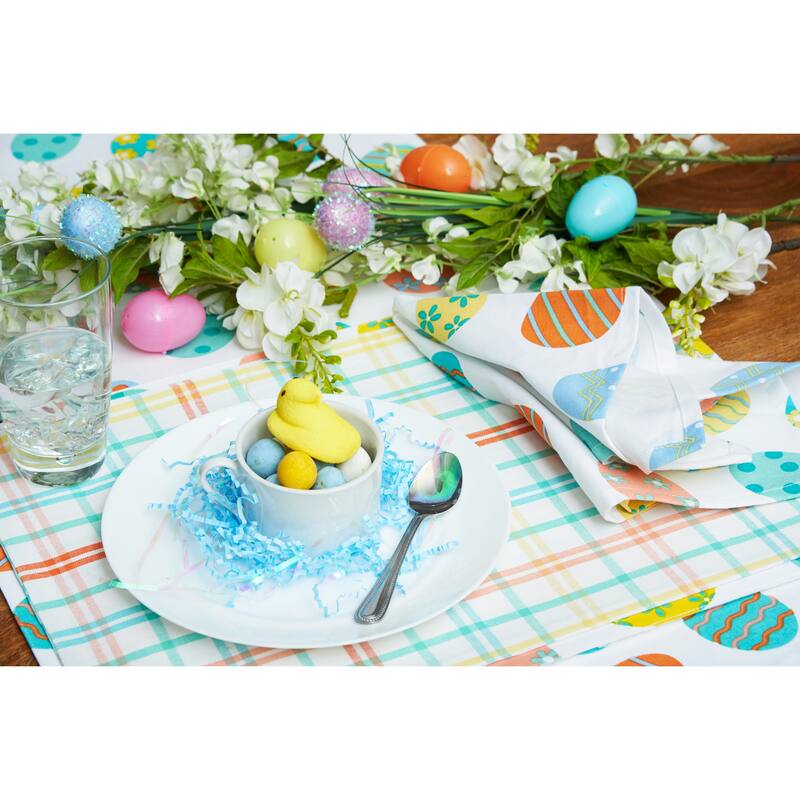 Bunny Rabbit Trail Plaid Easter Spring Cotton Placemats Set of 6, 13" x 19"