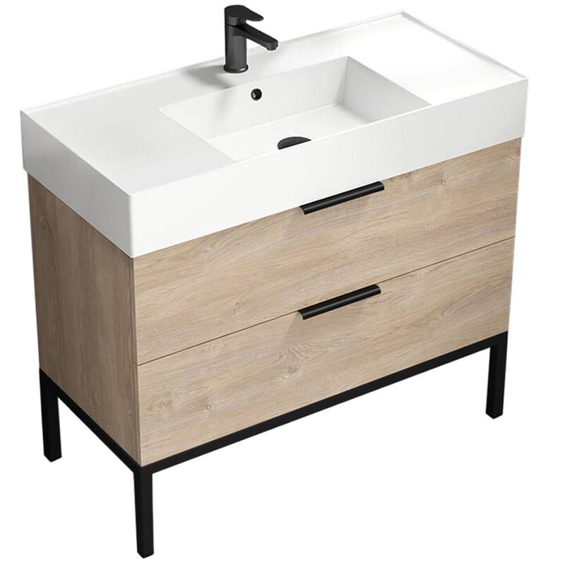 Nameeks Derin-4018 Derin 40" Free Standing Single Basin Vanity Set - Brown Oak - Oak Finish