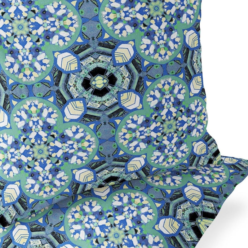 HomeRoots Set of Two 16" X 16" Blue and Black Blown Seam Floral Indoor Outdoor Throw Pillow - 16.00' X '16.00' X '5.00