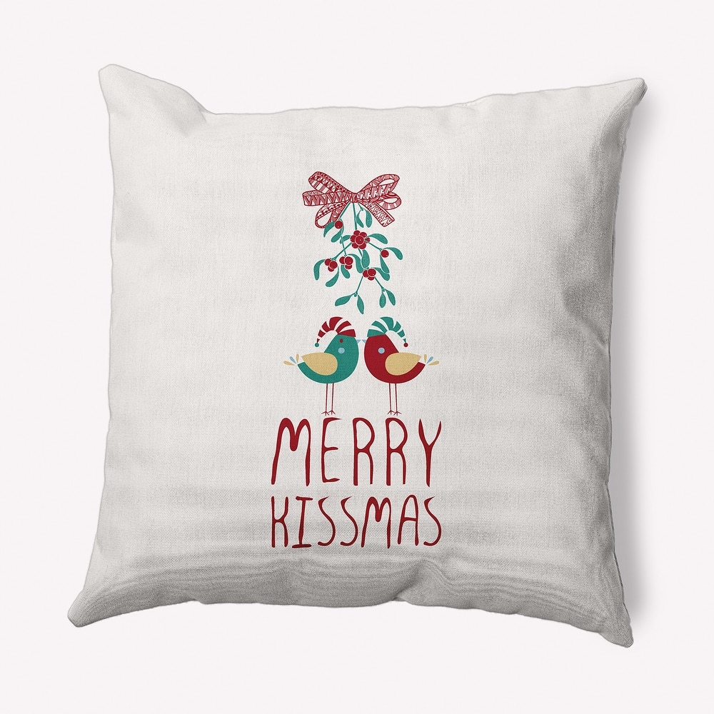 Merry Kissmas Christmas Soft Spun Polyester Decorative Throw Pillow