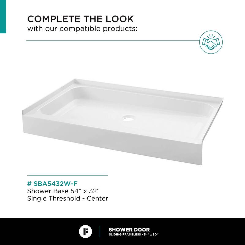 Fine Fixtures Frameless Clear Sliding Bathroom Shower Door