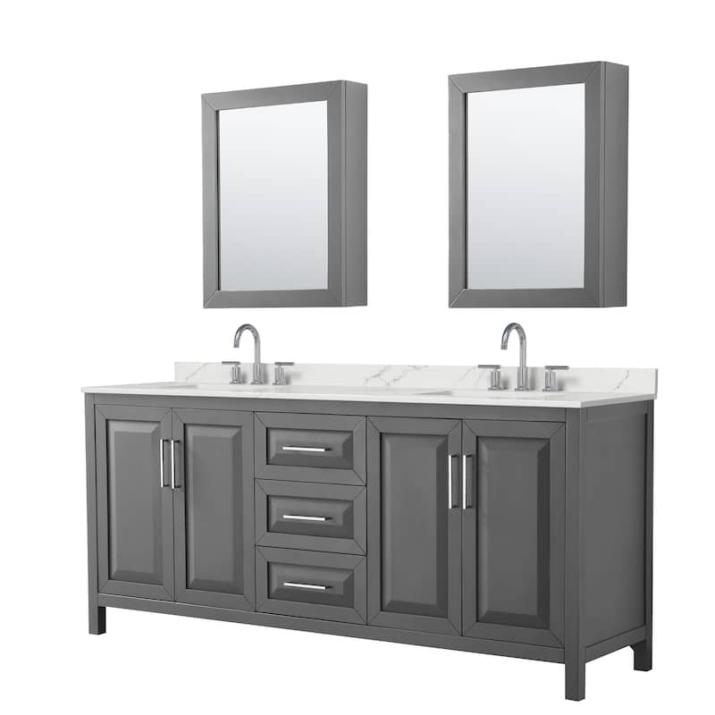 Wyndham Collection WCV252580D-QTZ-US3MED Daria 80" Free Standing - Dark Gray / Giotto Quartz Top / Polished Chrome