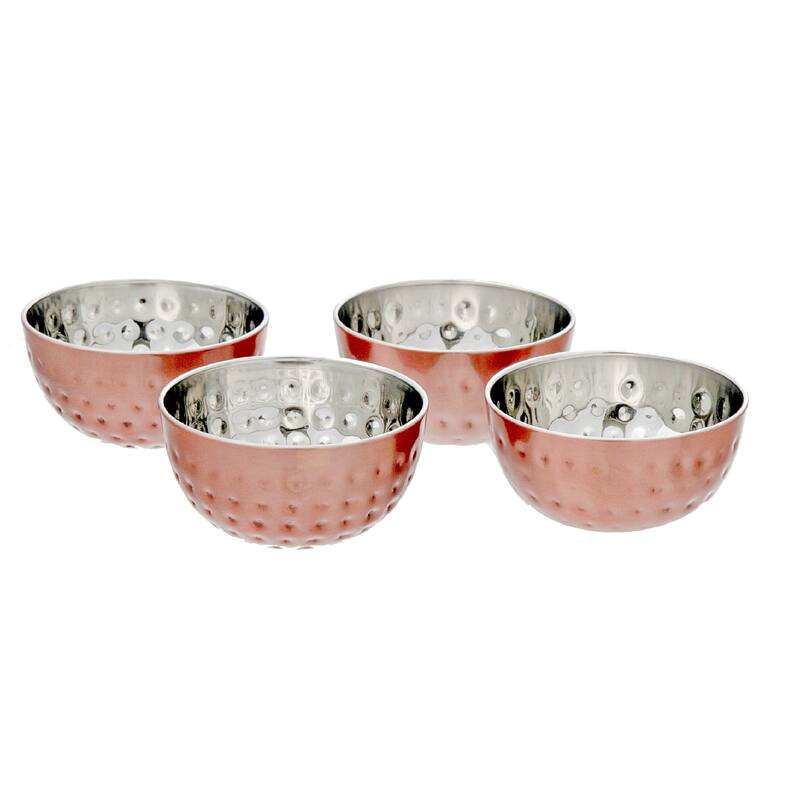 Metallic Rose Bidding Bowls With Hammering 3.54"