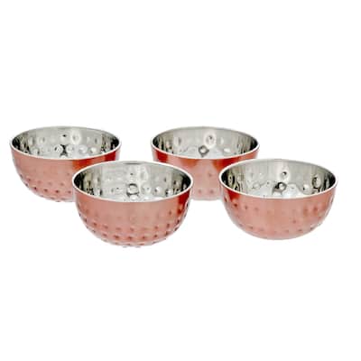 Metallic Rose Bidding Bowls With Hammering 3.54"