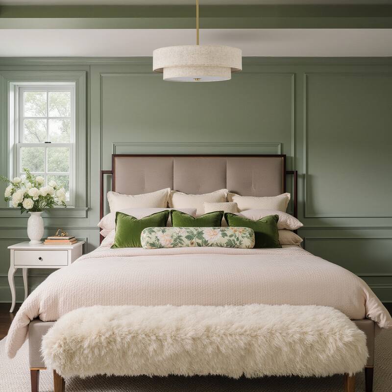 CO-Z 18 in 4-Light Dimmable Semi Flush Mount Fabric Ceiling Light Pendant - 18"