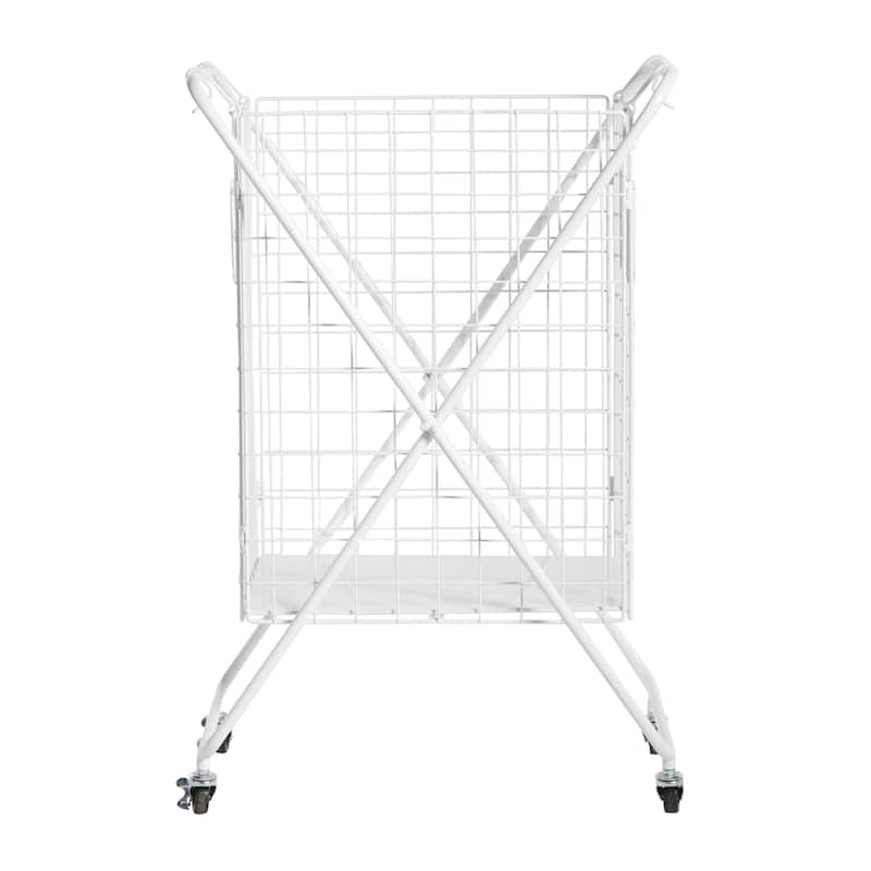 Metal Laundry Basket with Wheels and WASH Sign - 23"W x 16"L x 32"H