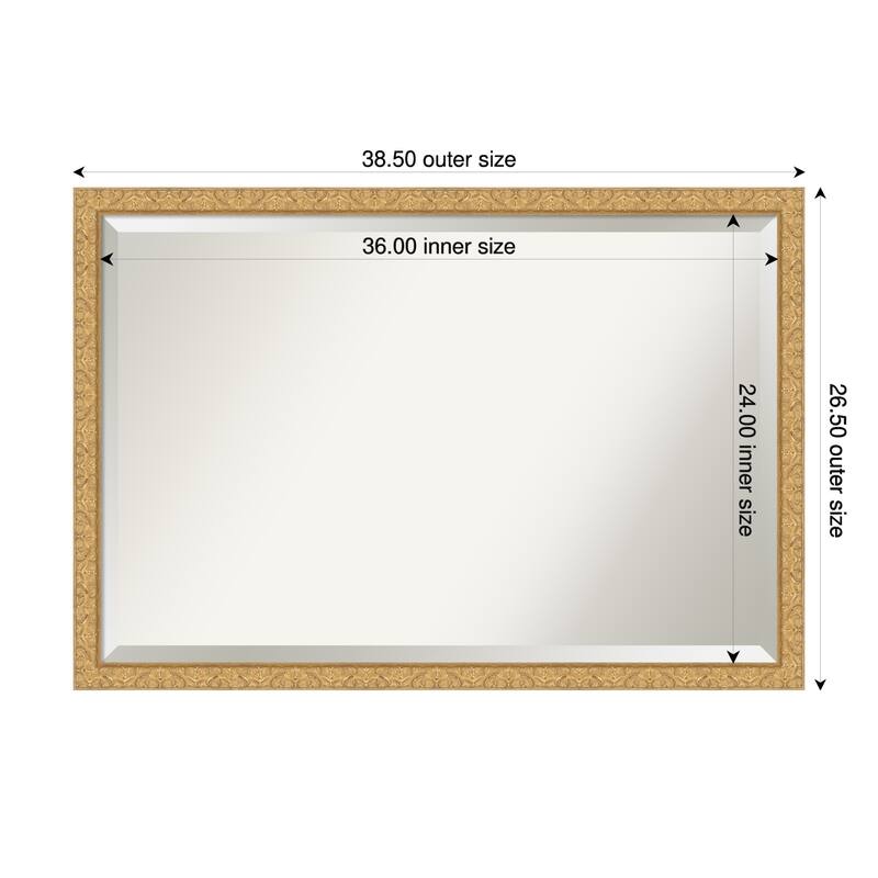 Lila Beveled Wood Framed Bathroom Vanity Wall Mirror - 39 x 27 in - Lila Gold