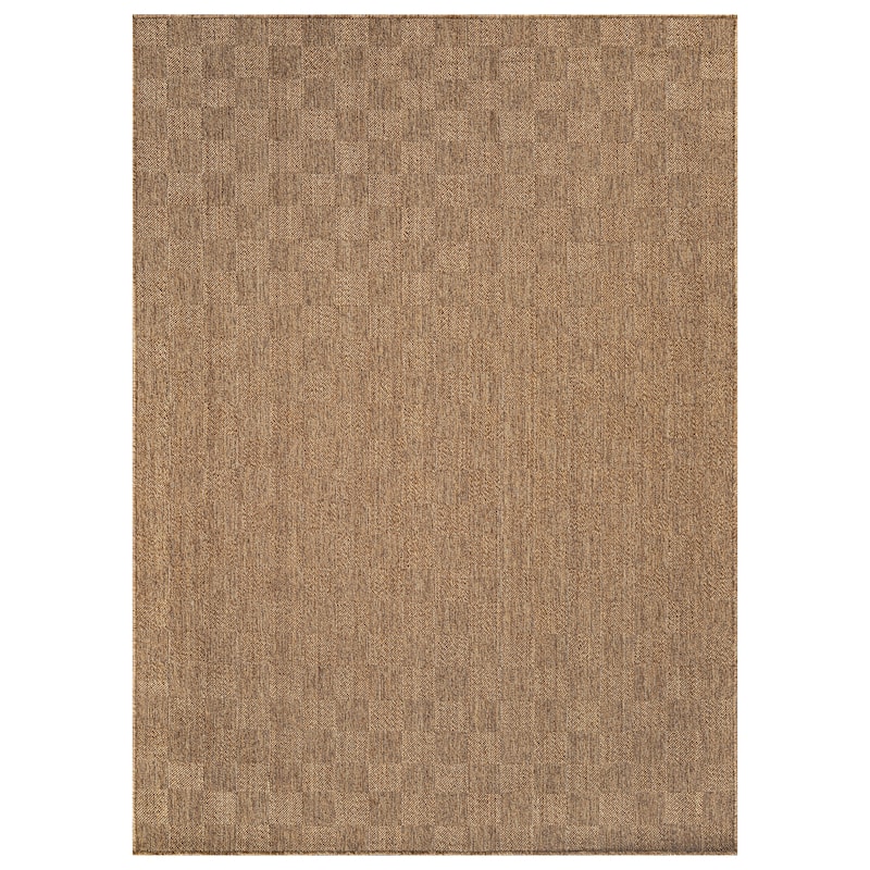 World Rug Gallery Checkered Indoor/Outdoor Flat Woven Area Rug