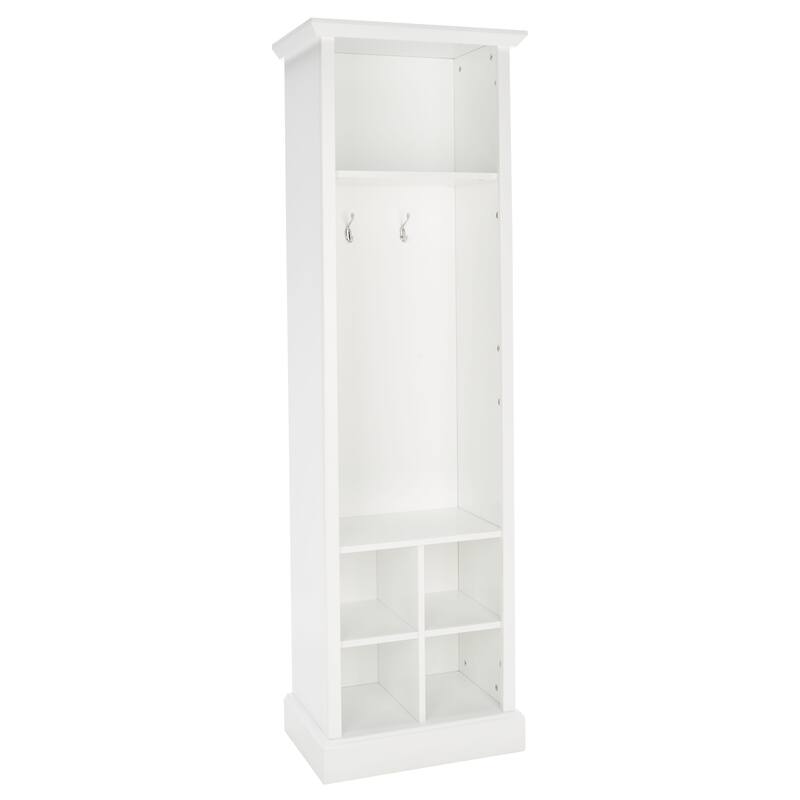 SAFAVIEH Romaine 6 Shelf 2 Hook Bottom Storage Hall Tree - 20" W x 16" D x 68" H - 20Wx16Dx68H