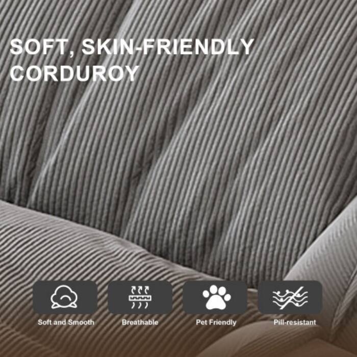 Upholstered Human & Dog Shared Sofa Bed, 5-Position Adjustable Foldable Lounger with Pillows