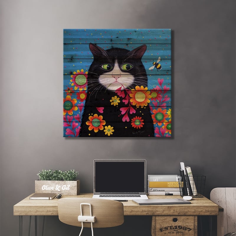 Flower Powers Print On Wood by Vicky Mount - Multi-Color
