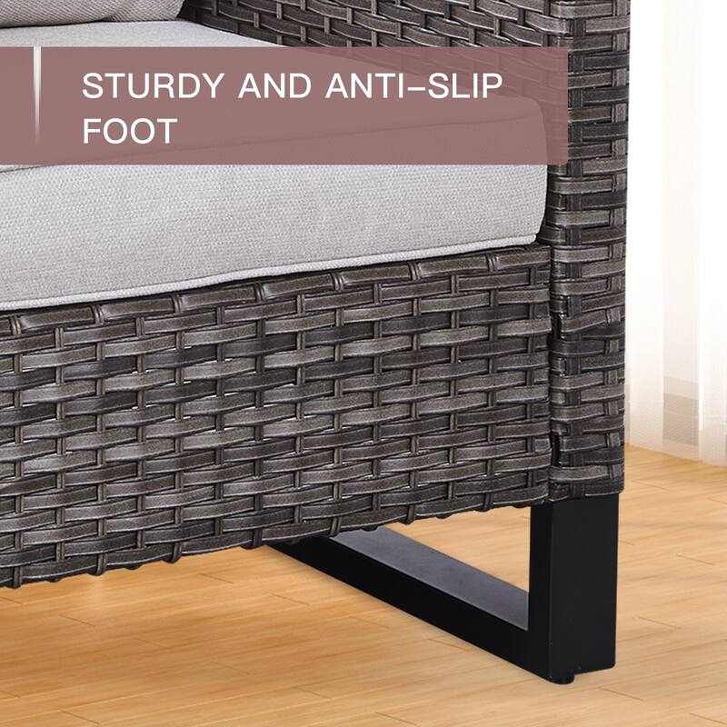 Outdoor Sofa Patio Chairs Ottomans with Fire Table