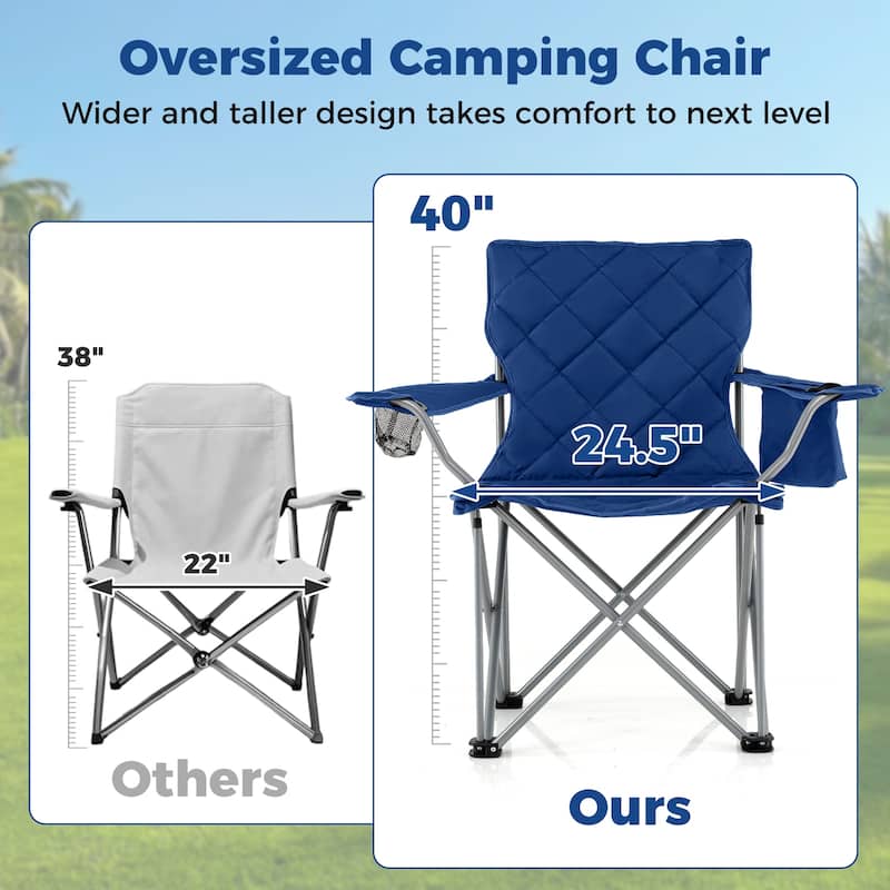 Gymax 2PCS Oversized Camping Chairs Heavy Duty Outdoor Folding Chair