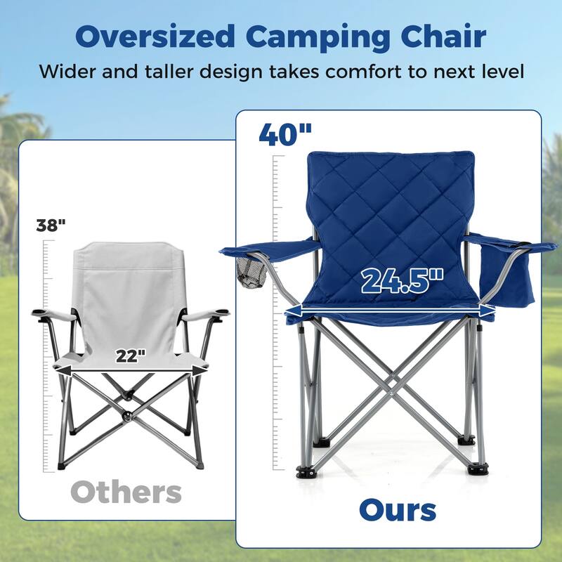 Gymax Oversized Camping Chairs Heavy Duty Outdoor Folding Chair