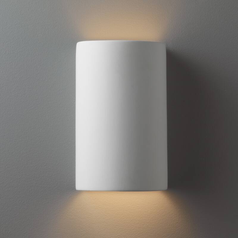 Justice Design Group Ambiance ADA Outdoor Small Ceramic Cylinder Wall Sconce with Open Top & Bottom