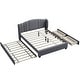 preview thumbnail 17 of 16, Upholstered Platform Bed with Wingback Headboard and 4 Drawers, No Box Spring Needed, Linen Fabric, Queen Size Pink