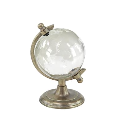 Aluminum Metal Globe with Tiered Base - Bronze - Roche River Decor