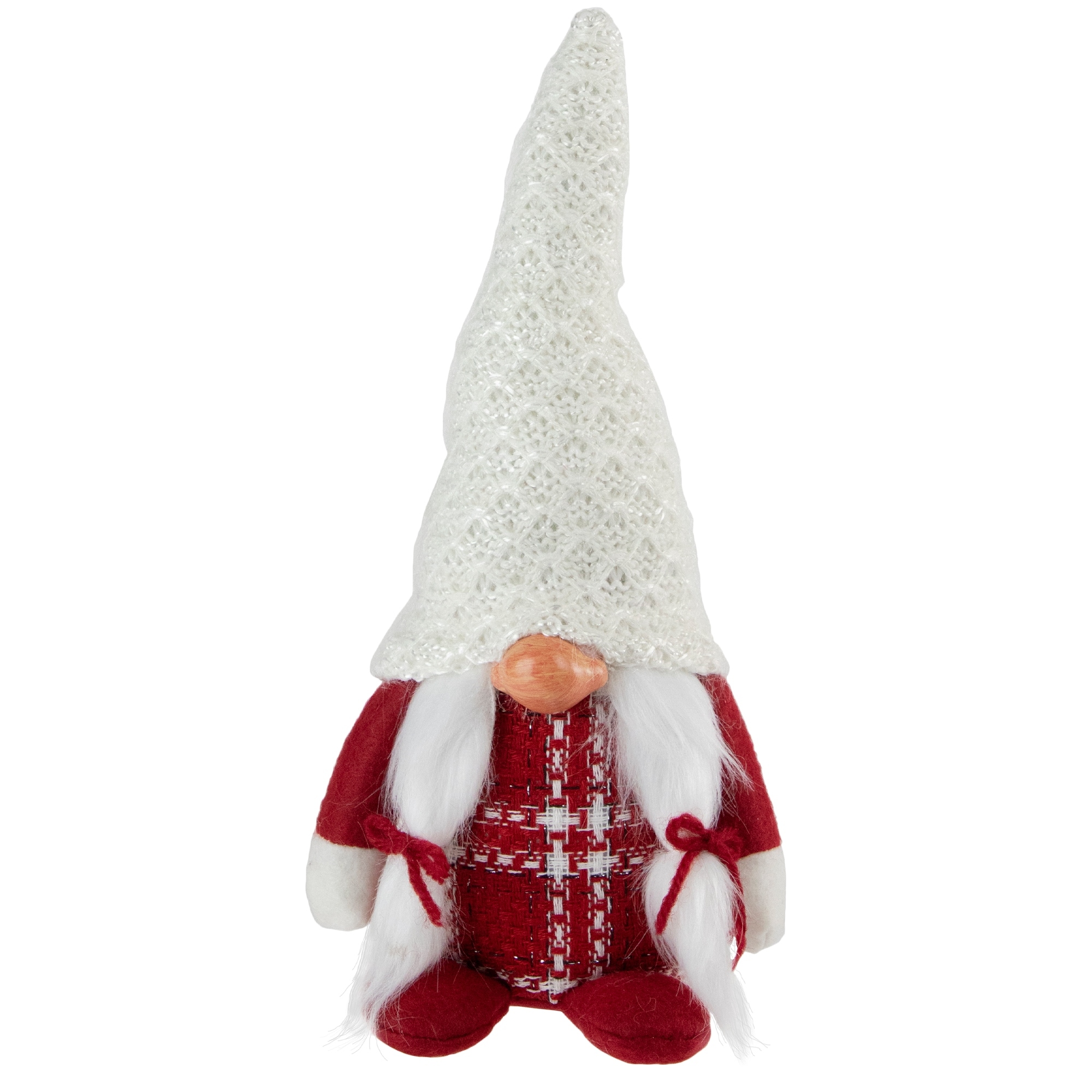 10" Red and White Nordic Girl Gnome Christmas Decoration