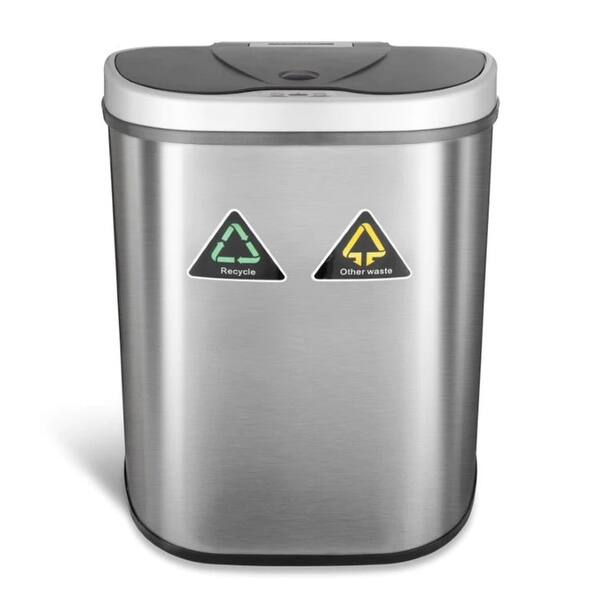 NINESTARS 18.5 Gallon Dual Compartment Automatic Motion Sensor Garbage