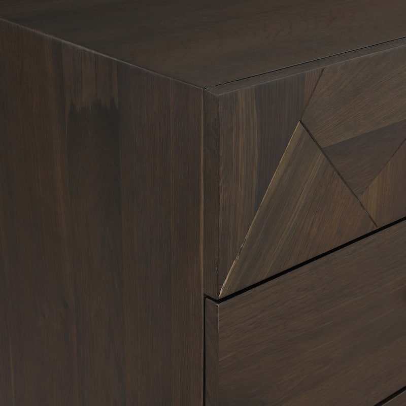 Marquis 6 Drawer Oak Wood Dresser with Black Metal Legs