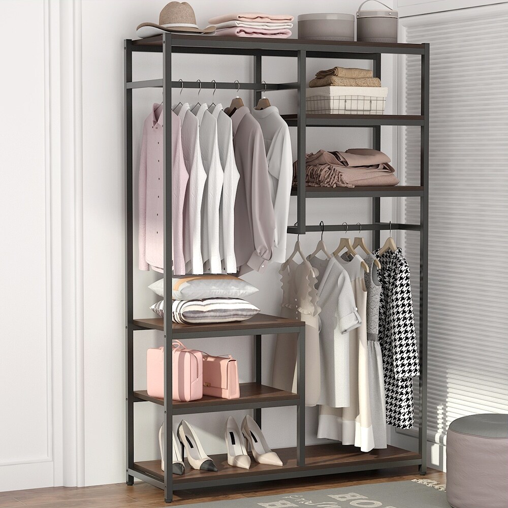 Free Standing Closet Organizer Double Hanging Rod Clothes Free Standing Closet Organizer Double Hanging Rod Clothes