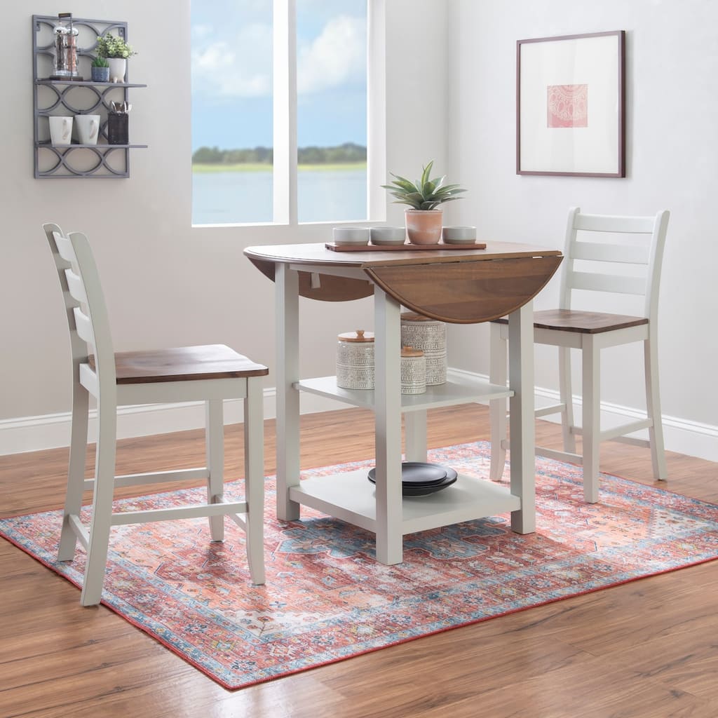 Linon Crovetti 3-Piece Rustic Farmhouse Counter Set