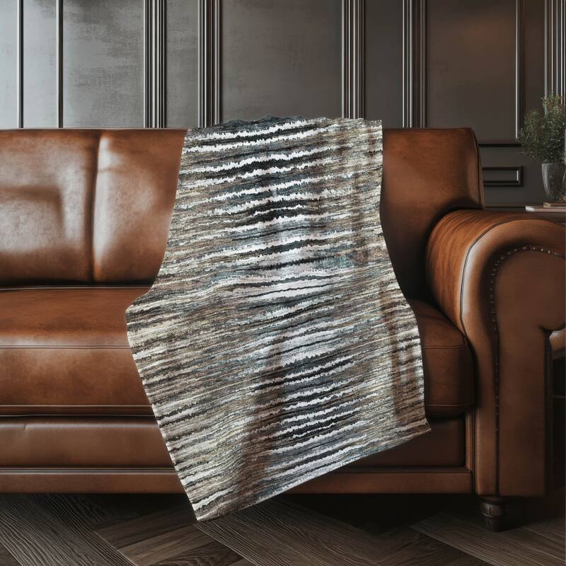 Premium Machine Washable Modern Prints Sherpa Throw Blanket - Brown - 4'2" x 5'10"