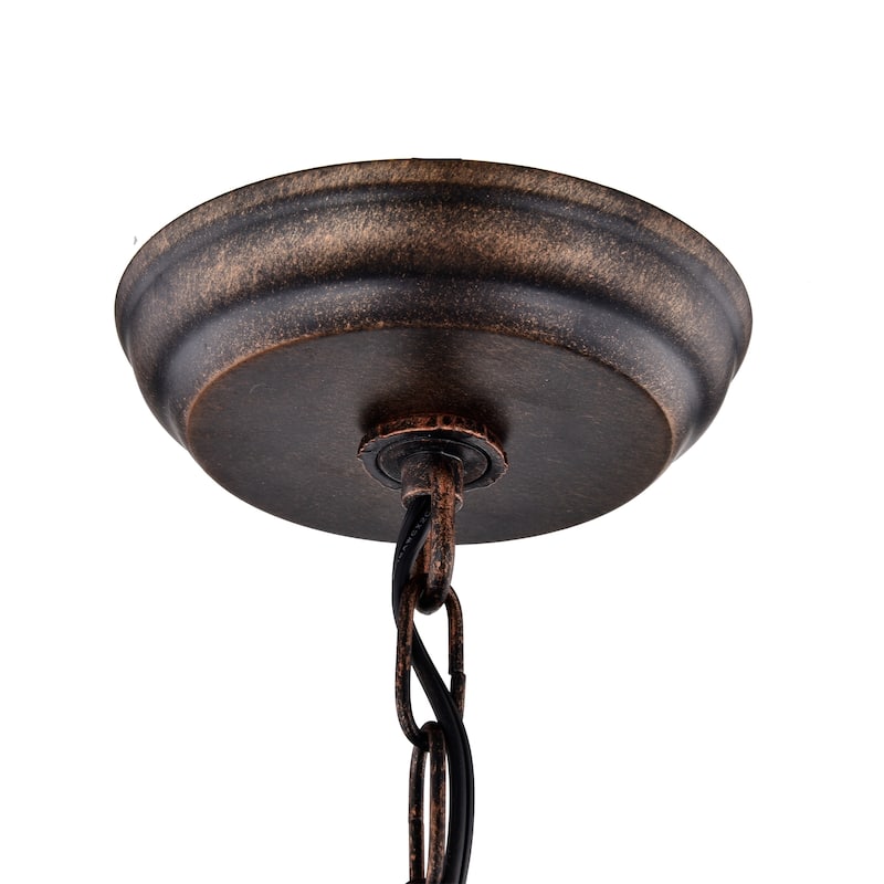 Terra Antique Copper Iron Clear Glass Crystal 4-light Chandelier