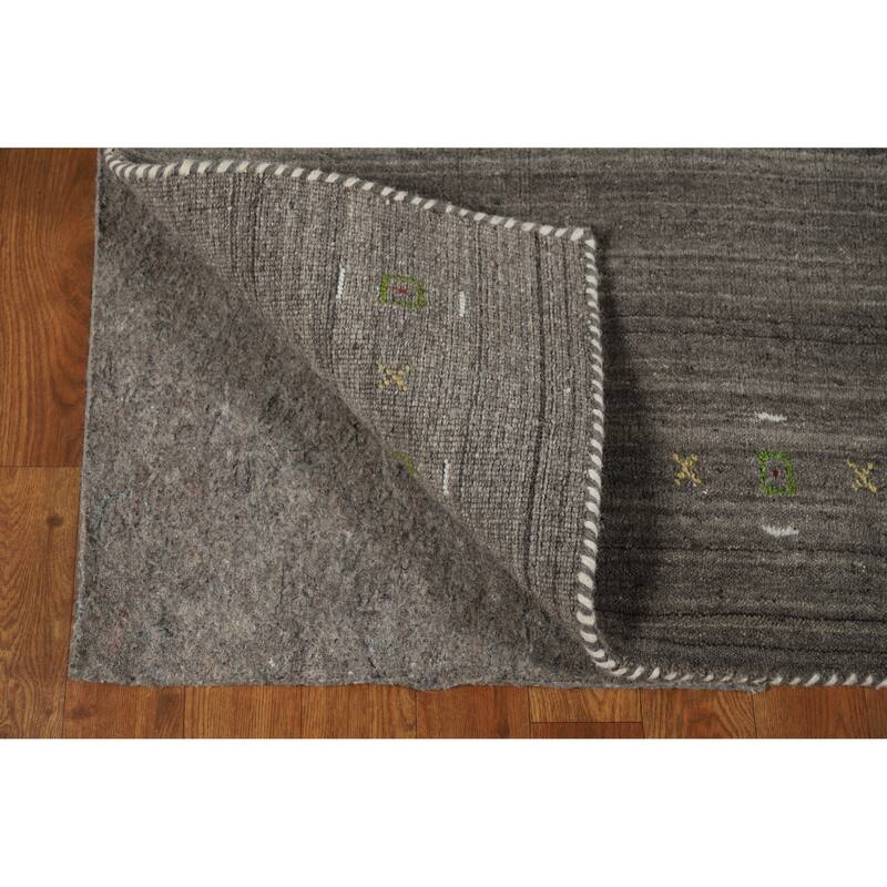 Gray Tribal Gabbeh Indian Runner Rug Handmade Wool Carpet - 2'6" x 9'6"