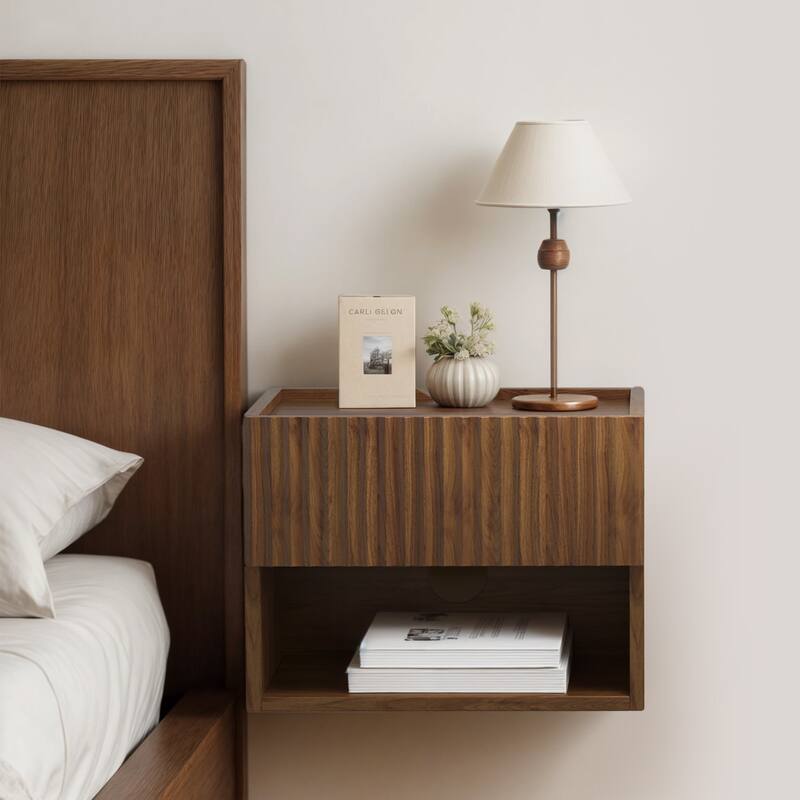 Modern Wall-Mounted Floating Nightstands with Drawer (Set of 2)