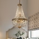 preview thumbnail 1 of 3, 5-Light Vintage Crystal Basket Chandelier French Country Decor in Antique Gold
