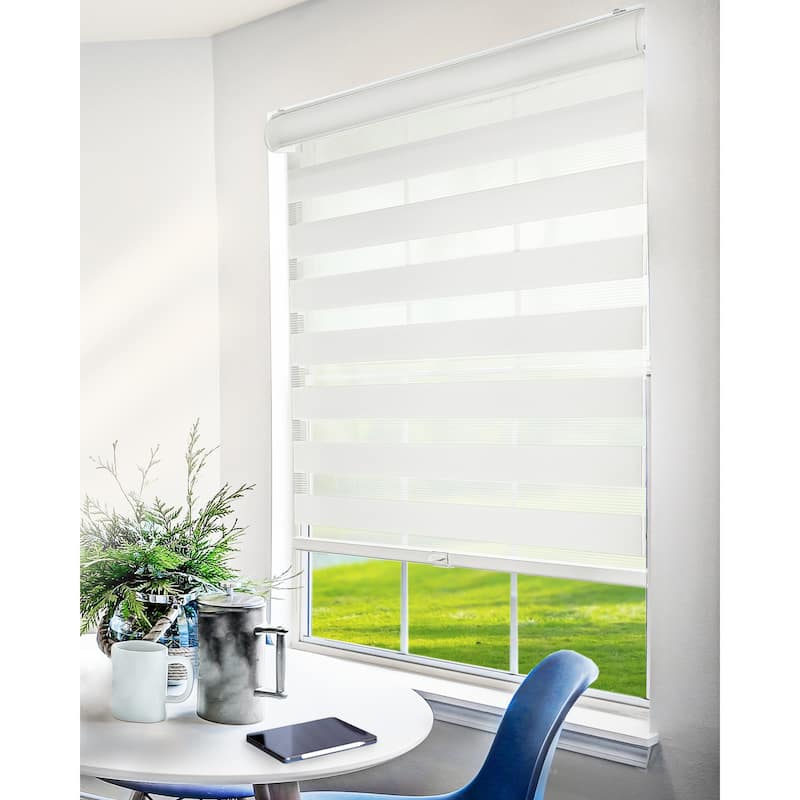 CHICOLOGY Everyday Cordless Light Filtering Zebra Window Shades - 24"W X 72"H - Basic Arctic