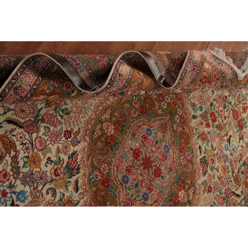Vegetable Dye Tabriz Persian Area Rug Handmade Silk & Wool Carpet - 6'7" x 9'10"