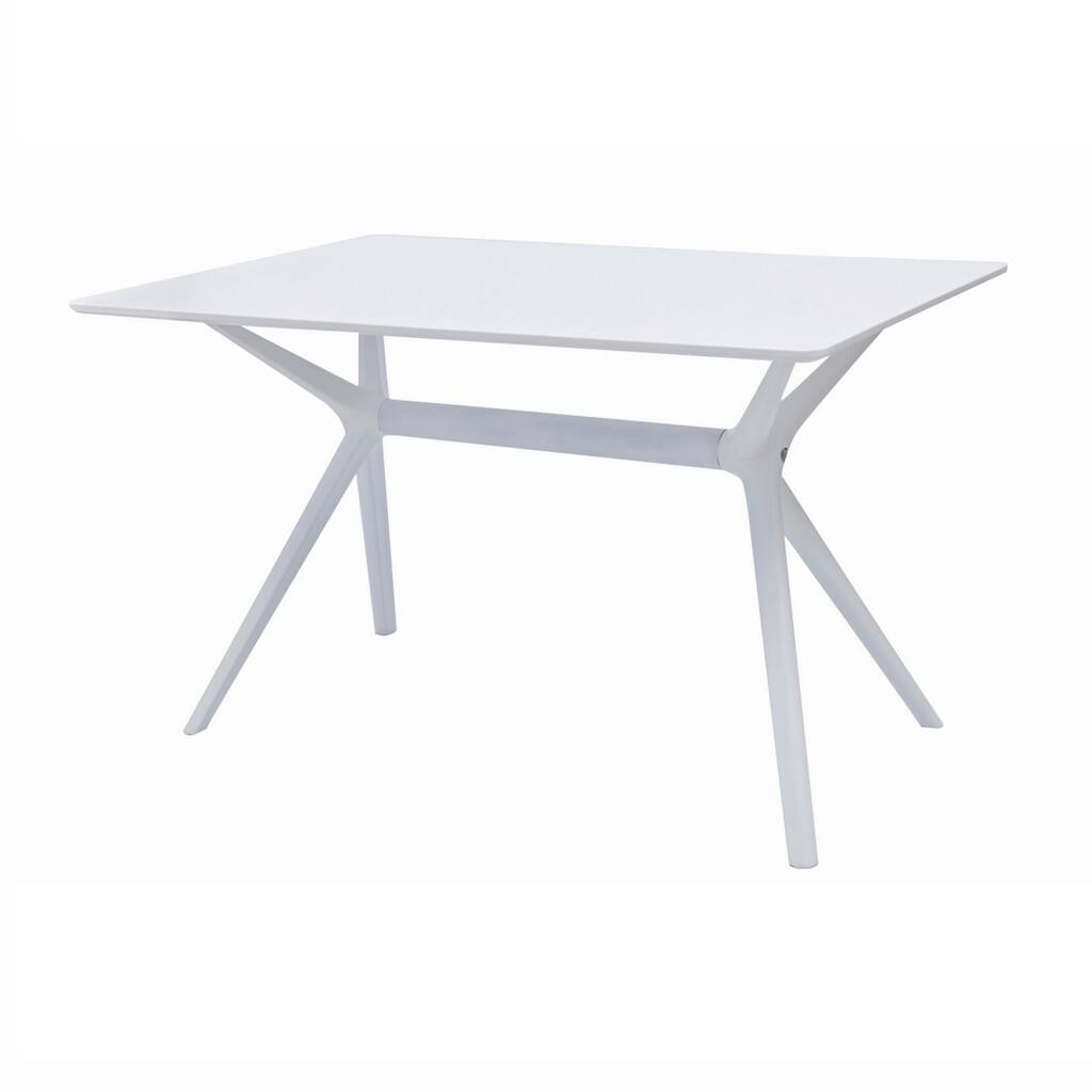 47 Inch Modern Outdoor Coffee Table, Midcentury Design, White Frame and Top