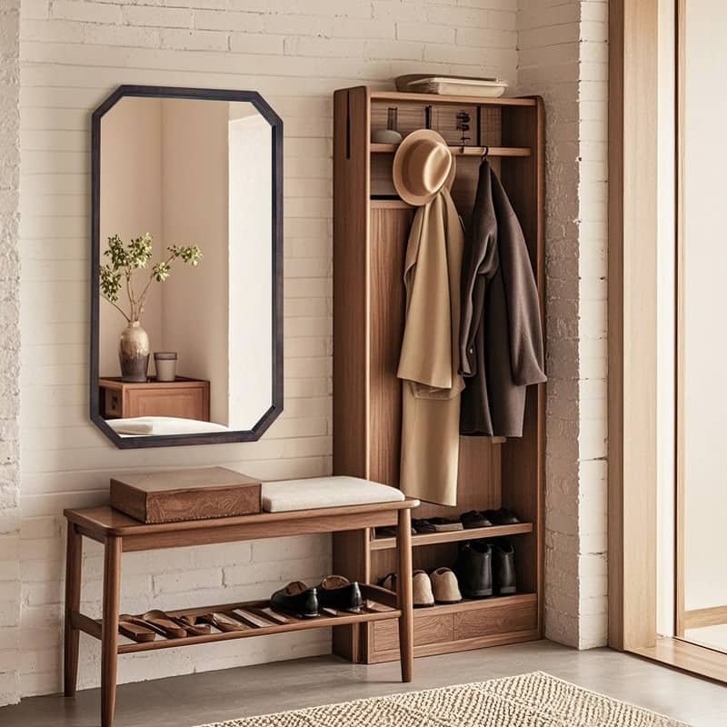 Rustic Wood Bathroom Mirrors for Wall Mounted for Living Room or Bedroom Vanity Mirror