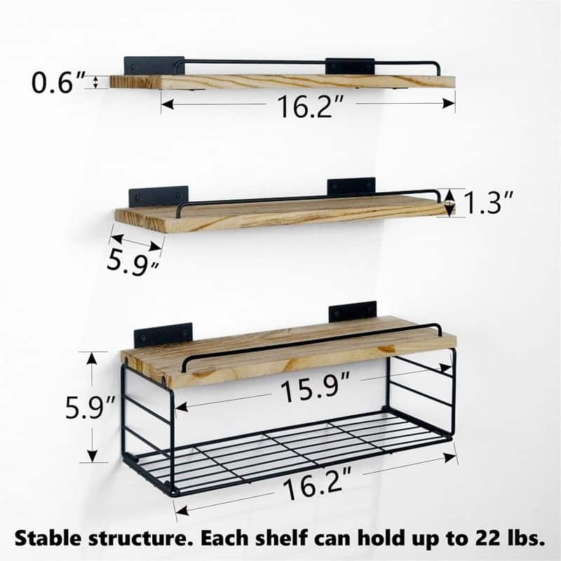 Floating Bathroom Shelves Over Toilet - 5.9"D x 16.2"W x 5.9"H