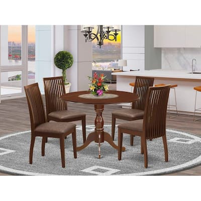 HomeStock 5-Piece Mahogany Finish Solid Wood Top Dining table with 4 Chairs