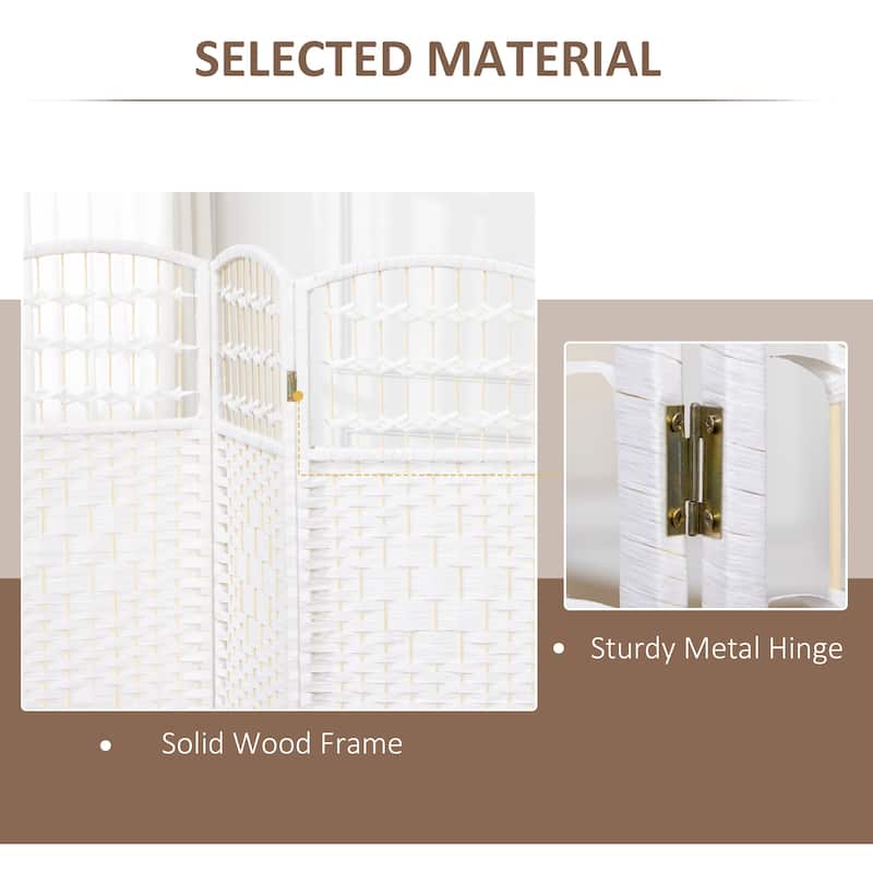 Poplar Wood Wicker Room Divider with Foldable Panels