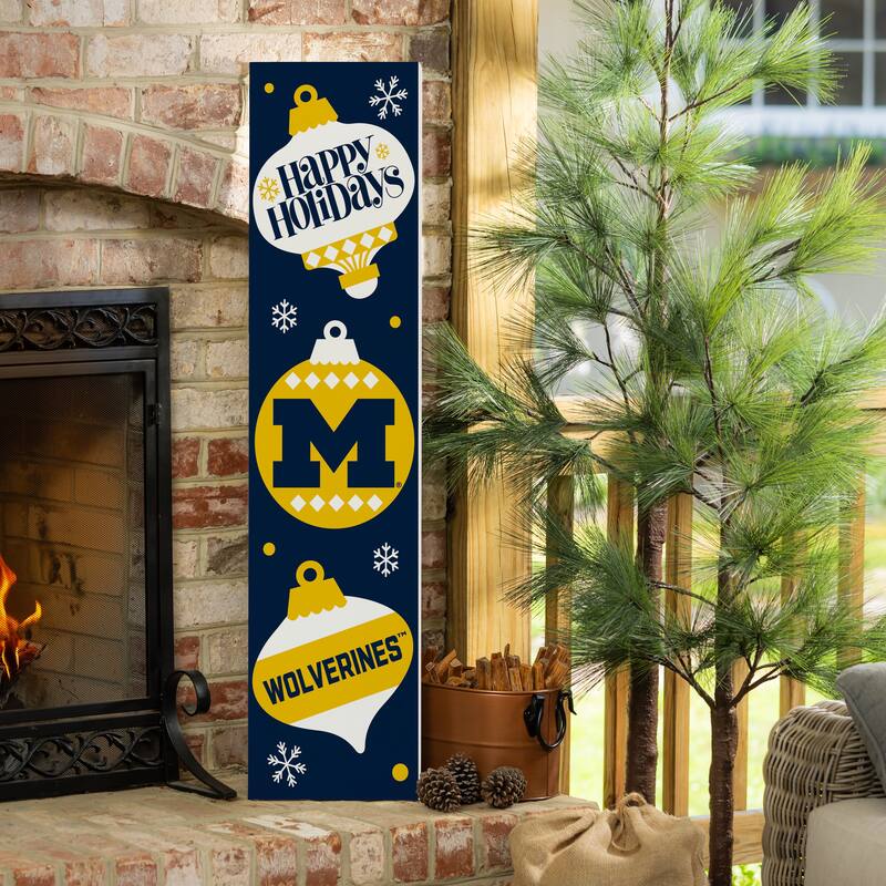47" Double Sided Seasonal Porch Leaner, University Of Michigan - 47" x 11.25" - Christmas