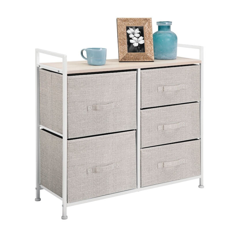 mDesign Wide Dresser Storage Tower Organizer Unit, 5 Drawers